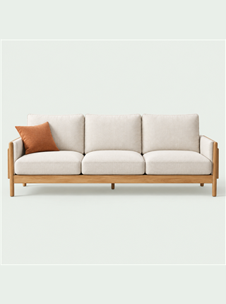 Sofa gỗ với nệm sáng màu
